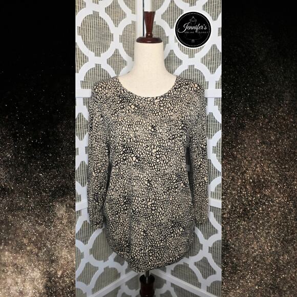 Dana Buchman Brown and Tan Animal Print 3/4 Sleeve Sweater Size MED - Picture 1 of 9